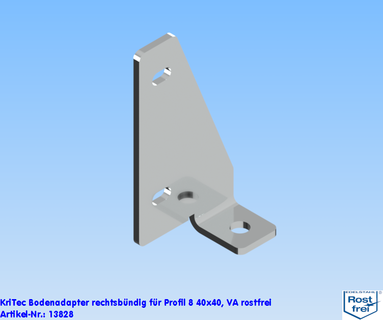 KriTec Bodenadapter rechtsbündig für Profil 8 40x40, VA rostfrei