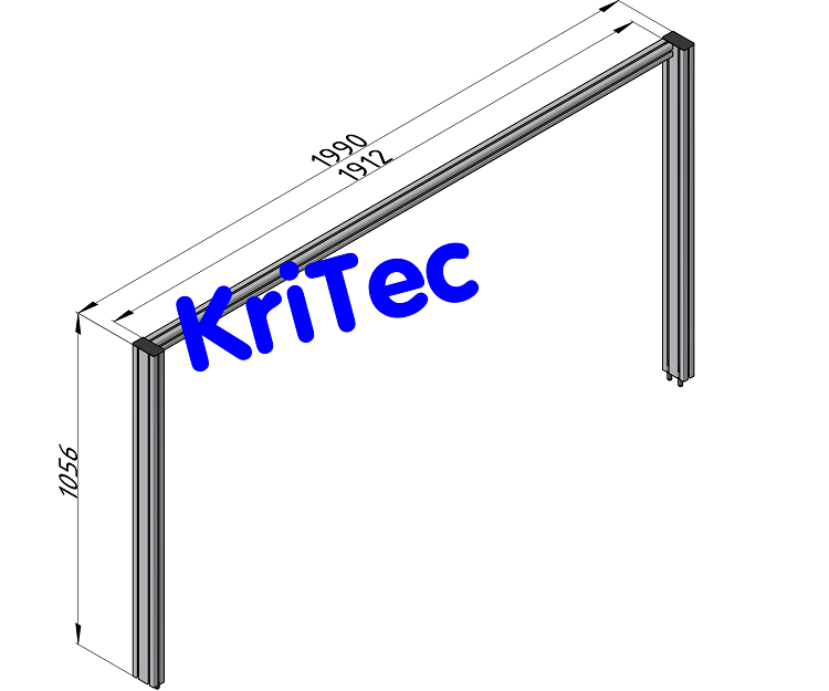 KriTec Tischaufsatz als Vorbereitung für Rückwand und Leuchten/ Werkzeugausleger