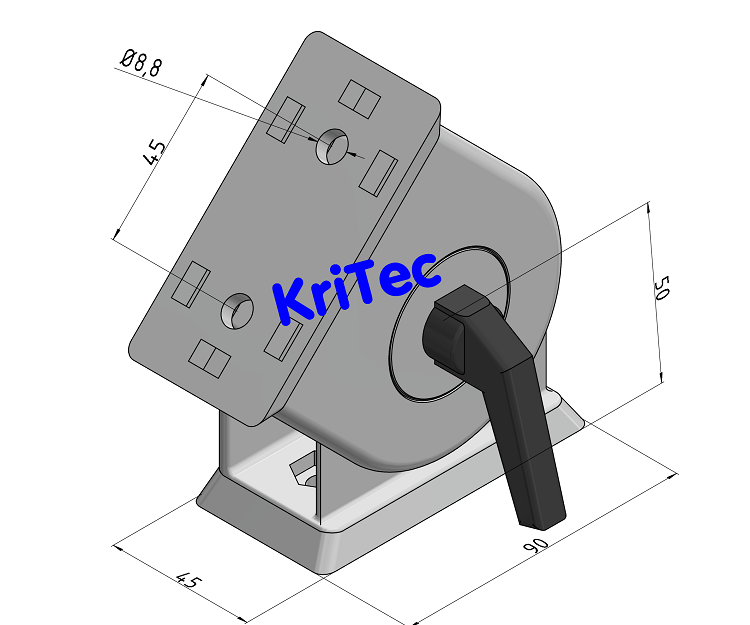 KriTec Gelenk 10 90x45 mit Klemmhebel