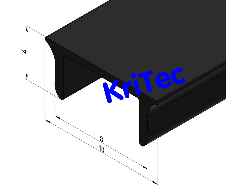 KriTec Abdeckprofil 8 Raster 40, Al schwarz eloxiert