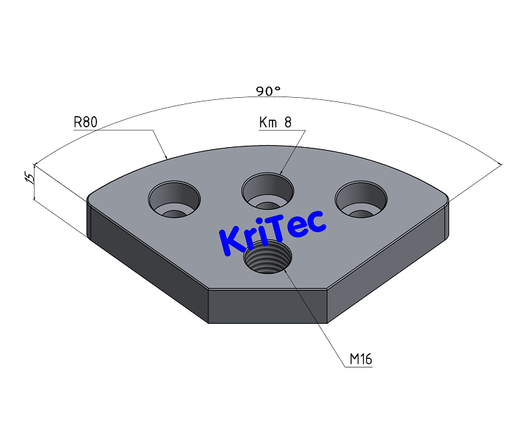 KriTec Transport- und Fußplatte 8 St R40/80-90°, M16, weißaluminium ähnlich RAL 9006