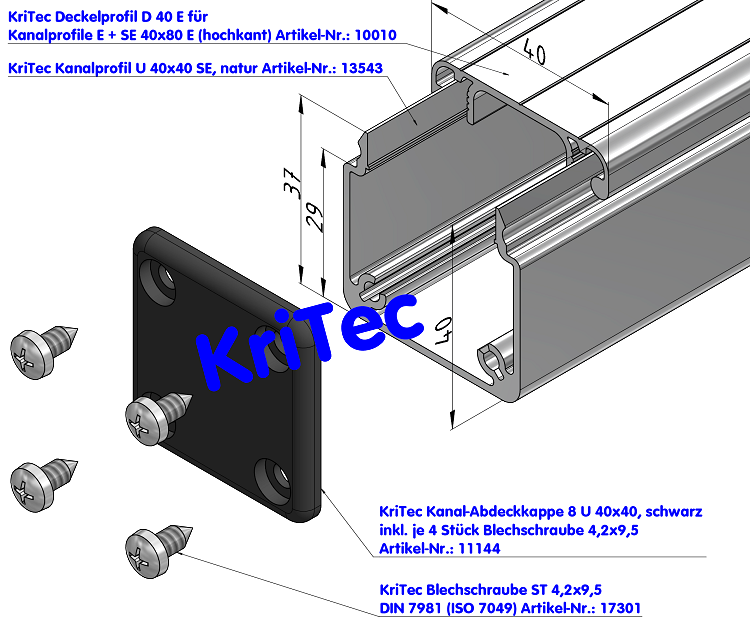 KriTec Kanalprofil U 40x40 SE, natur