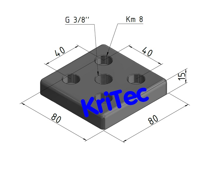 KriTec Pneumatik-Anschlussplatte 8 80x80 G3/8zoll