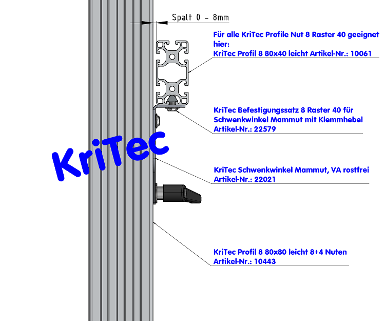 KriTec Schwenkwinkel Mammut, VA rostfrei