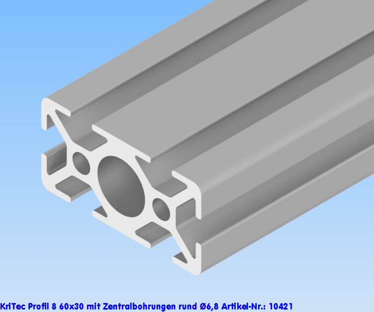 KriTec Profil 8 60x30 mit Zentralbohrungen rund Ø6,8 - Auslauftype