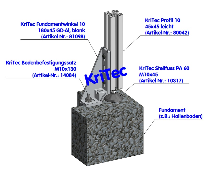 KriTec Bodenbefestigungssatz M10x130, verzinkt