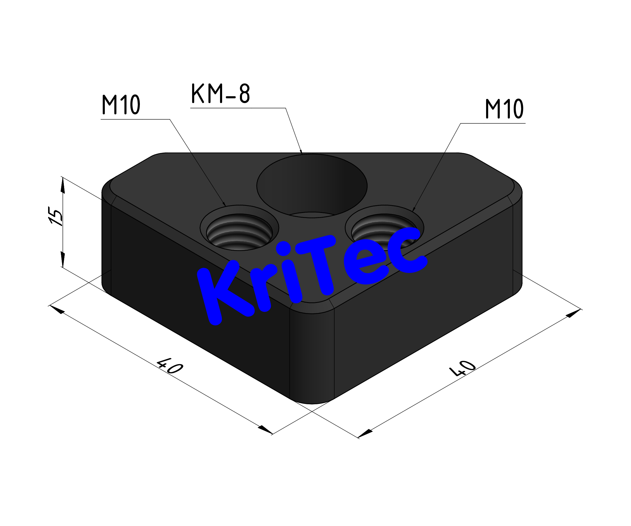 KriTec Transport- und Fußplatte 8 40x40-45° M10