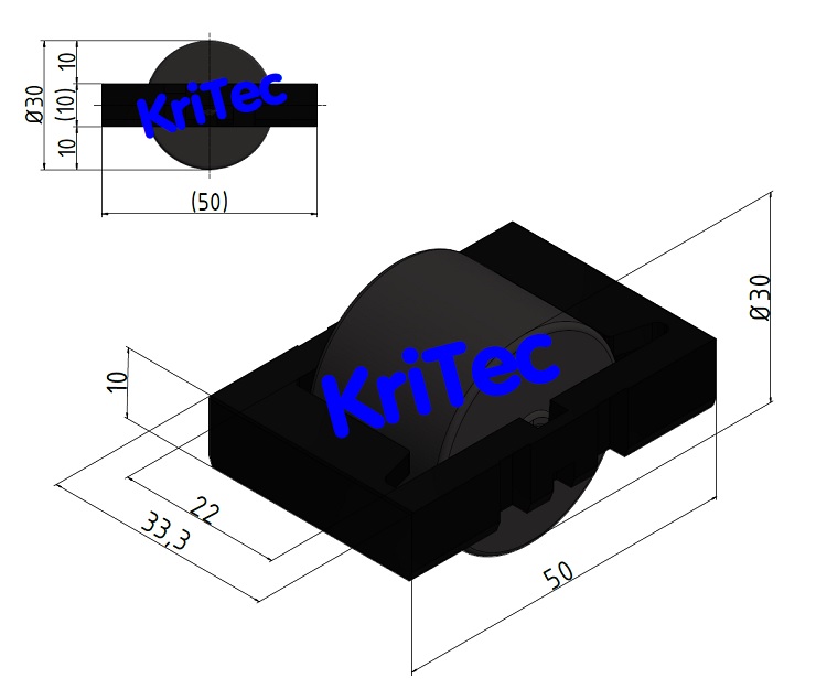 KriTec Rollenelement D28 mit Rolle R28, schwarz