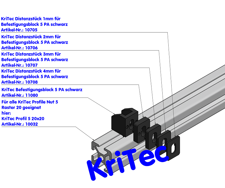 KriTec Befestigungsblock 5 PA schwarz