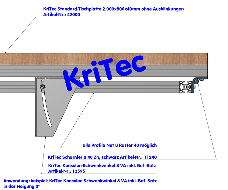 KriTec Konsolen-Schwenkwinkelsatz 8 Raster 40 VA