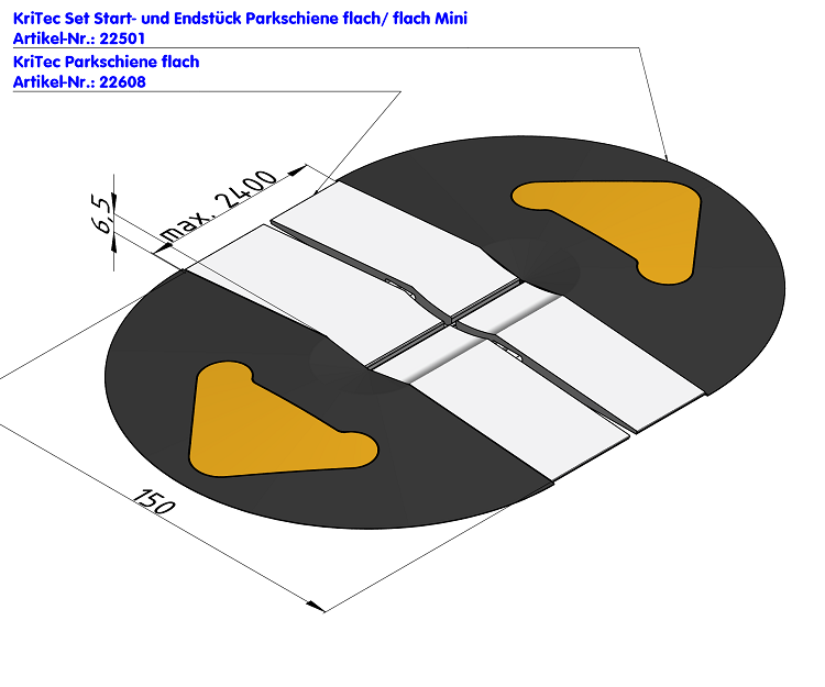 KriTec Set Start- und Endstück Parkschiene flach/ flach Mini