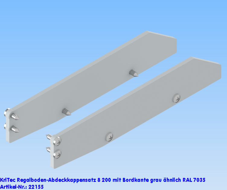 KriTec Regalboden-Abdeckkappensatz 8 200 mit Bordkante grau ähnlich RAL 7035