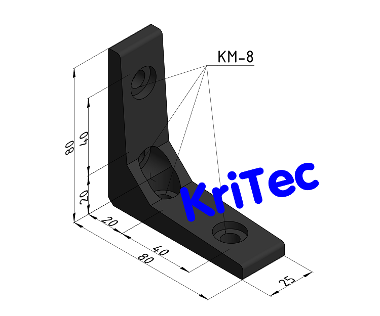 KriTec Winkel 8 80x80x25 schwarz