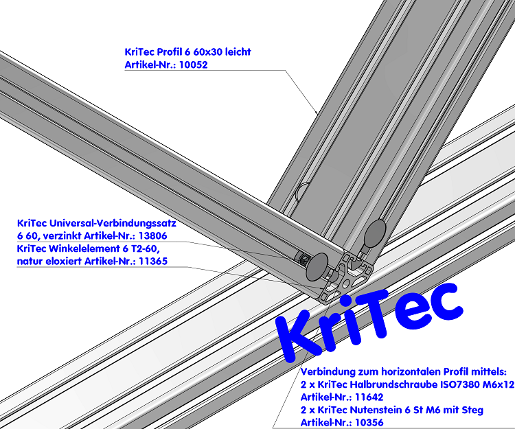 KriTec Winkelelemente 6 T2-60, natur eloxiert