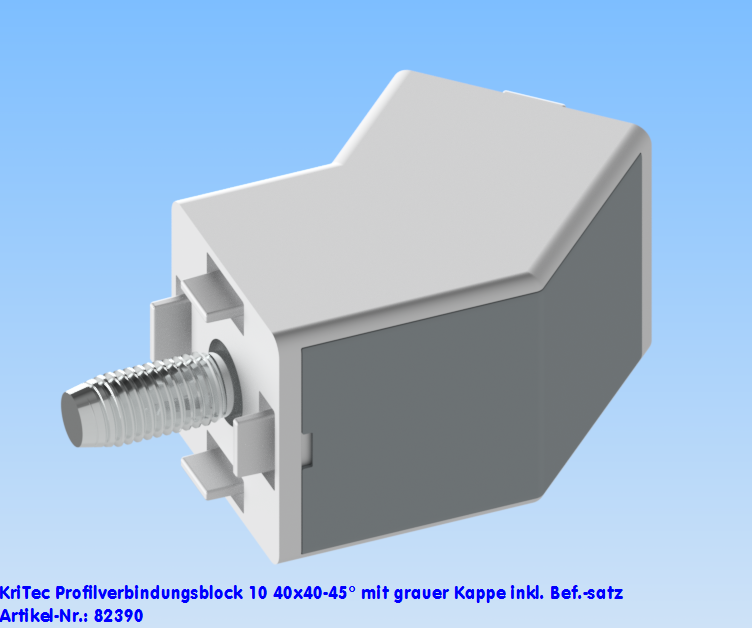 KriTec Profilverbindungsblock 10 40x40-45° mit grauer Kappe