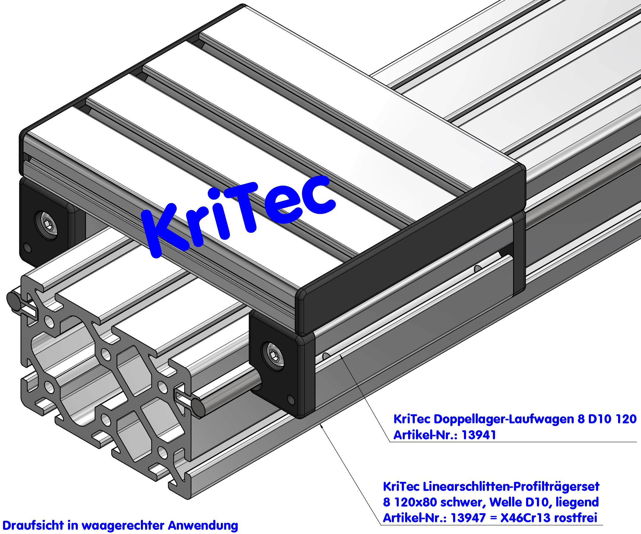 KriTec Doppellager-Laufwagen 8 D10 120