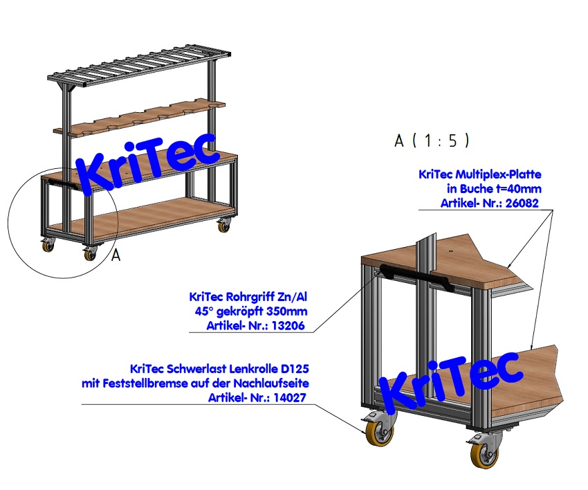KriTec Rohrgriff Zn/ Al 45° gekröpft 350mm