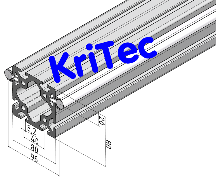 KriTec Linearschlitten-Profilträgerset 8 80x80 schwer, Welle D14