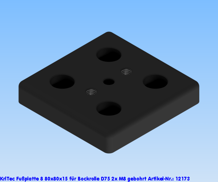 KriTec Fußplatte 8 80x80x15 für Bockrolle 75 gebohrt