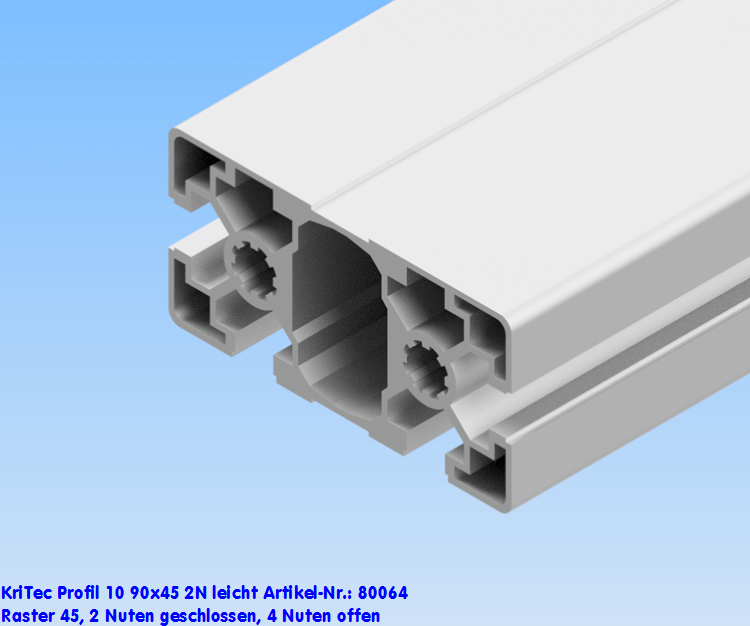 KriTec Profil 10 90x45 2N leicht (2 Nuten geschlossen, 4 Nuten offen)