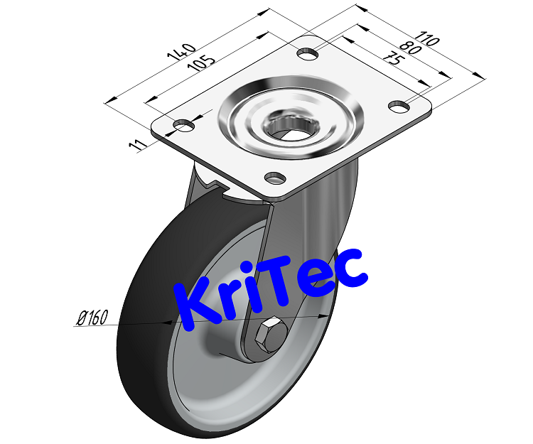 KriTec Schwerlast-Lenkrolle D160