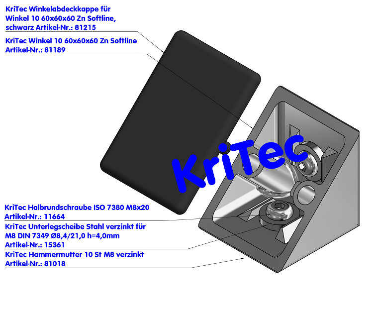 KriTec Winkel 10 60x60x60 Zn Softline