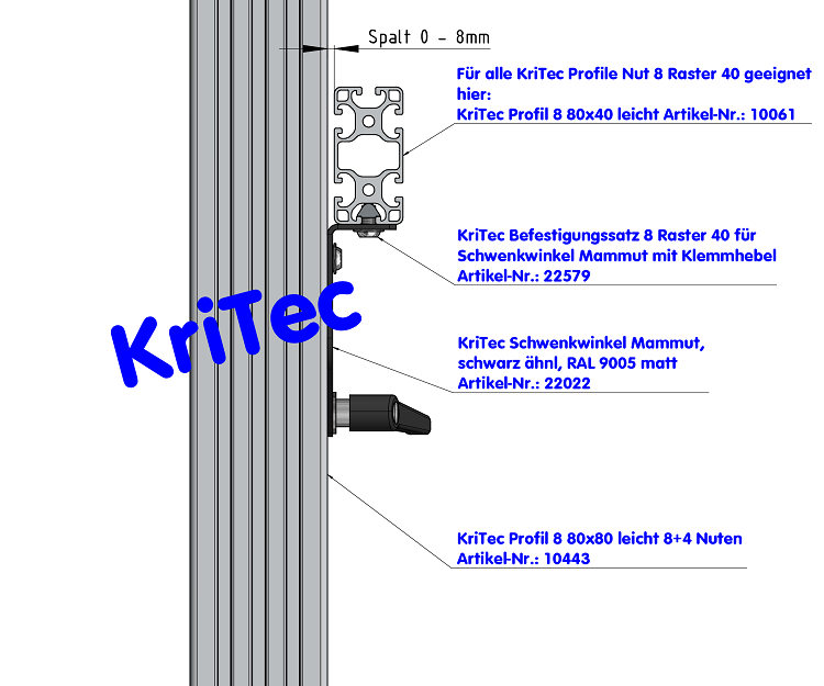 KriTec Schwenkwinkel Mammut, schwarz ähnl. RAL 9005 matt
