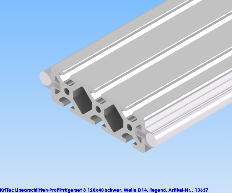 KriTec Linearschlitten-Profilträgerset 8 120x40 schwer, Welle D14, liegend