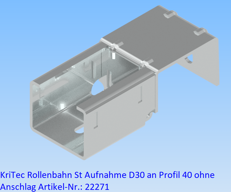 KriTec Rollenbahn St Aufnahme D30 an Profil 40 ohne Anschlag