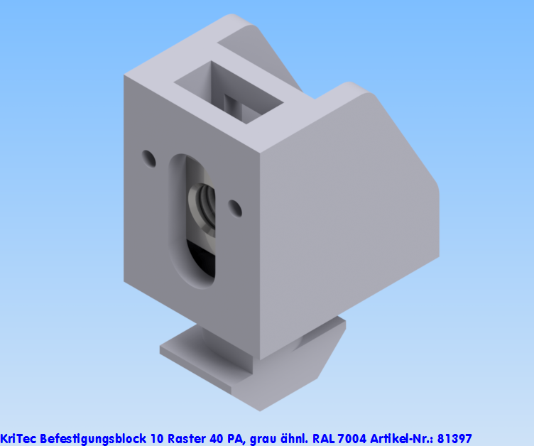KriTec Befestigungsblock 10 Raster 40, 45, 50, 60 PA, grau ähnl. RAL 7004