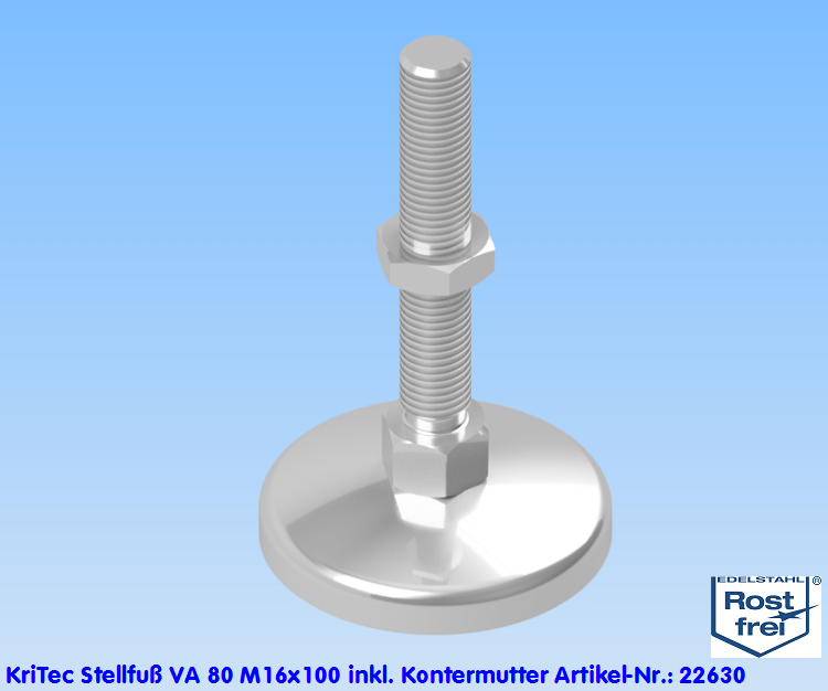 KriTec Stellfuß VA 80 M16x100 inkl. Kontermutter