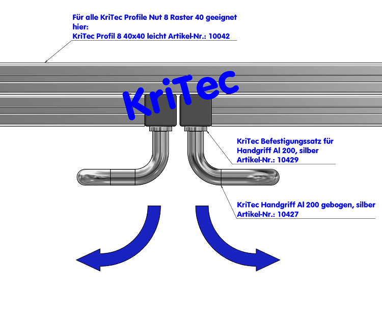 KriTec Handgriff Al 200 gebogen, silber
