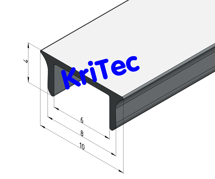 KriTec Abdeckprofil 8 Raster 40 PP Sichtfläche alufarbig geprägt