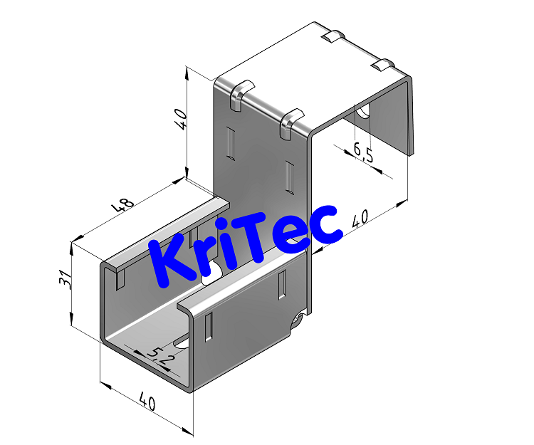 KriTec Rollenbahn St Aufnahme D30 an Profil 40 mit Anschlag