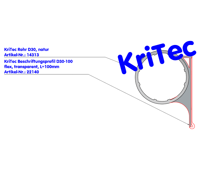 KriTec Beschriftungsprofil D30-100, transparent