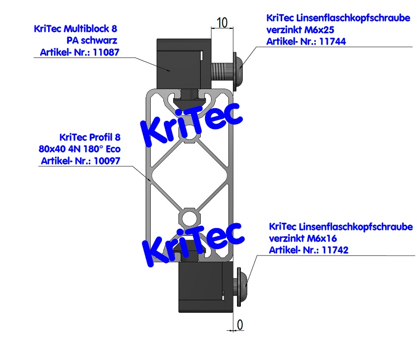 KriTec Multiblock 8 Raster 40 PA, schwarz