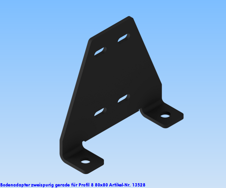 KriTec Bodenadapter zweispurig gerade für Profil 8 80x80, schwarz