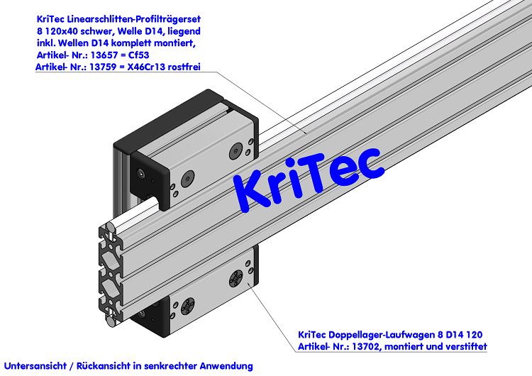 KriTec Doppellager-Laufwagen 8 D14 120