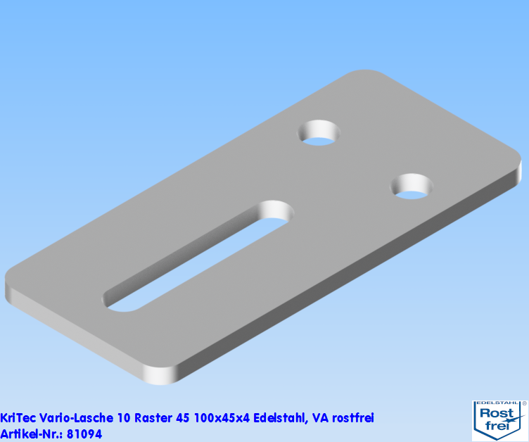 KriTec Vario-Lasche 10 Raster 45 100x45x4 Edelstahl, VA rostfrei