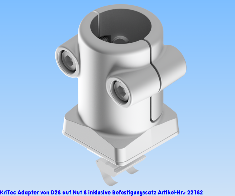 KriTec Adapter von D28 auf Nut 8 inkl. Befestigungssatz