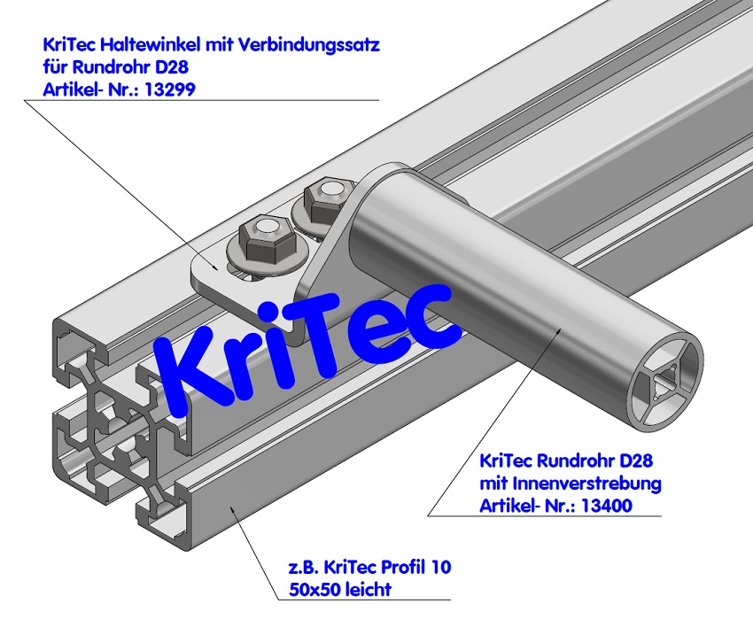KriTec Rundrohr D28 mit Innenverstrebung, Aluminium natur eloxiert