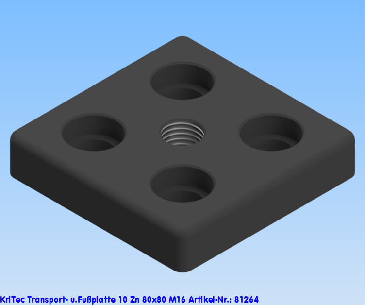 KriTec Transport- und Fußplatte 10 Zn 80x80 M16