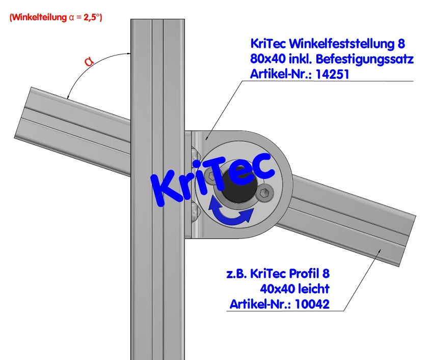 KriTec Winkelfeststellung 8 80x40 inkl. Befestigungssatz