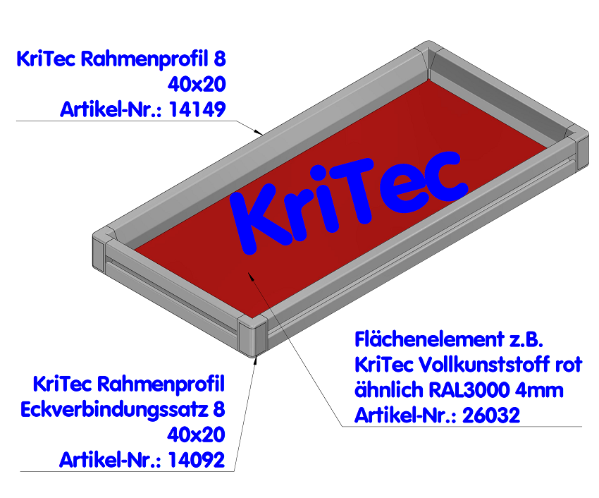 KriTec Rahmenprofil-Eckverbindungssatz 8 40x20