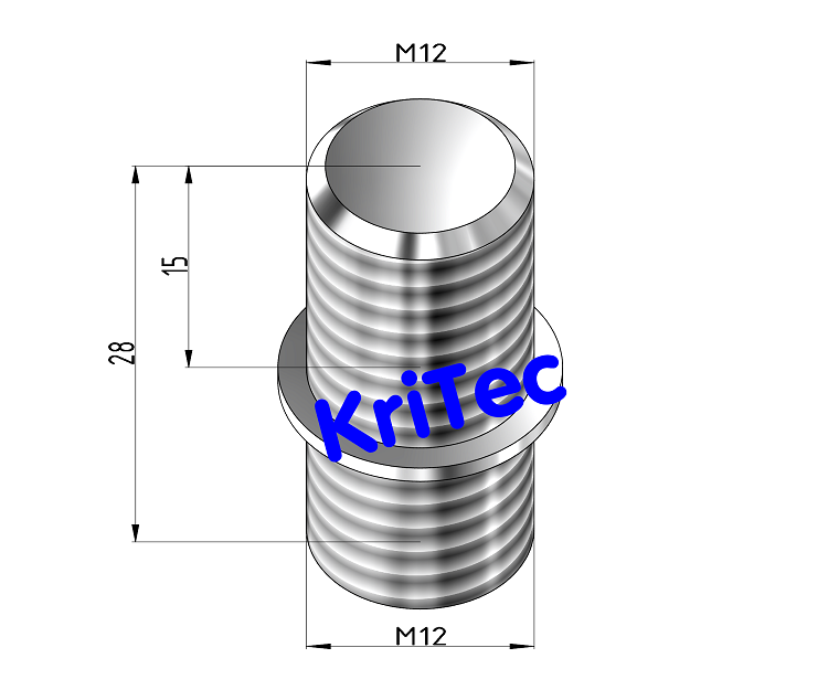 KriTec Adapterbolzen M12 / M12, verzinkt