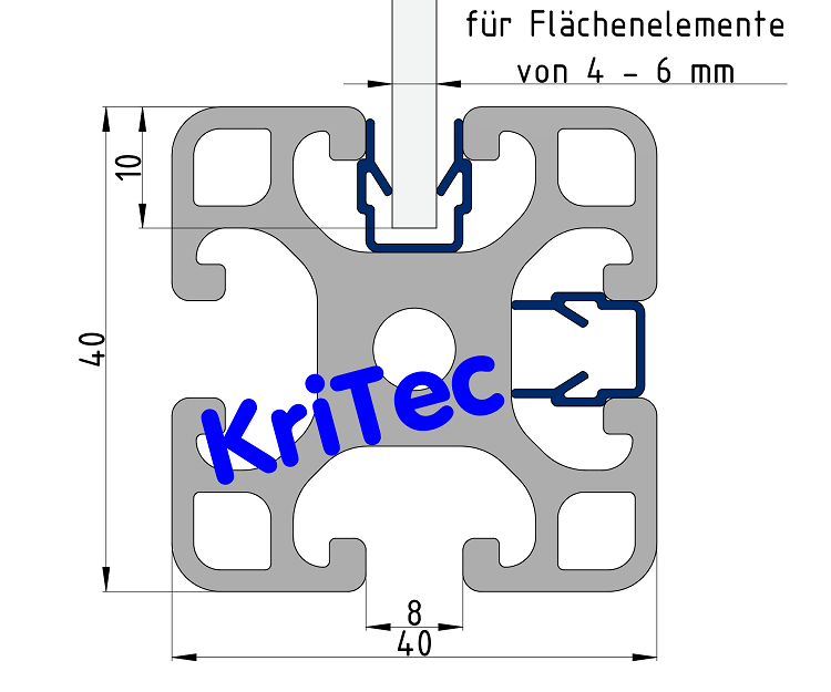 KriTec Abdeck- und Einfassprofil 8 Raster 40, blau