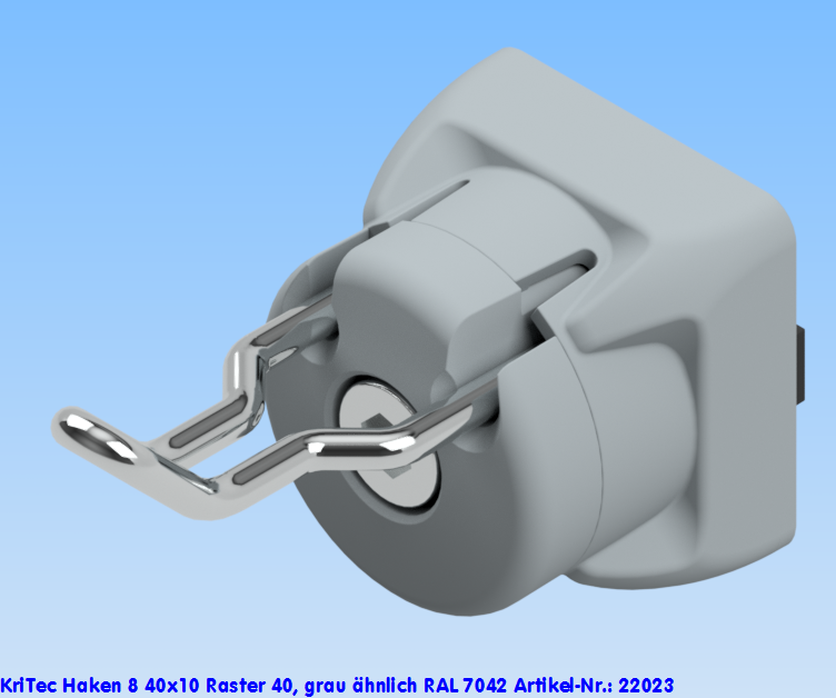 KriTec Haken 8 40x10 Raster 40, grau ähnlich RAL 7042
