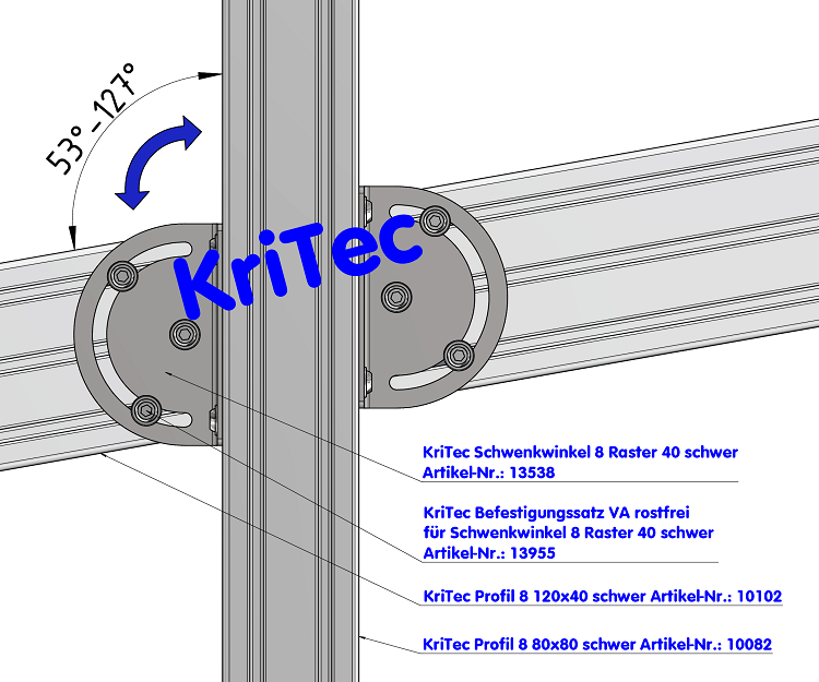KriTec Schwenkwinkel 8 Raster 40 schwer