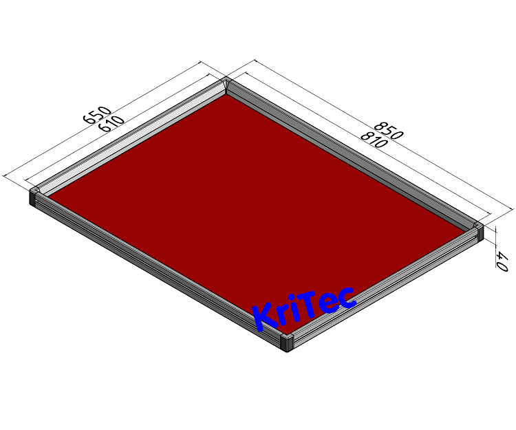 KriTec Tablett 8x6 ESD, Rand vierseitig, Innenmaß 810x610mm, rot ähnl. RAL 3000