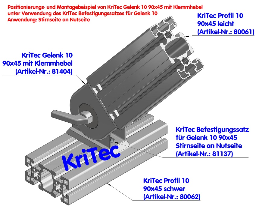 KriTec Gelenk 10 90x45 mit Klemmhebel